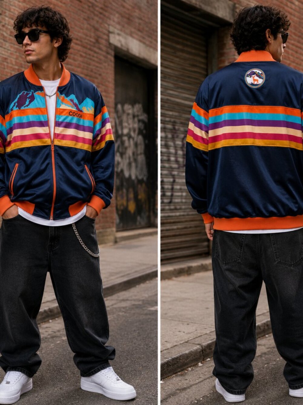 Vintage Coogi Track Jacket Bomber Retro 90s Colorblock Streetwear Zip Up